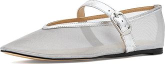 Marc Fisher Godina Womens Dress Flat Shoes Silver Mesh/Leather : 9.5 M, Leather/Textile