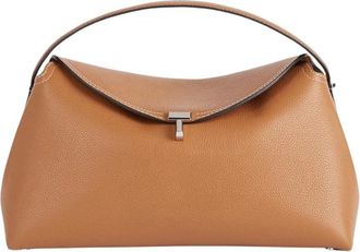 Toteme Tassen, Dames, Bruin, ONE Size, Leer, Clutch T-Lock
