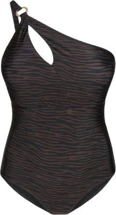 Fiorella Rubino One-shoulder badpak met cut-out - Dames - Badpakken - Zwart - M - Polyester - Badmode