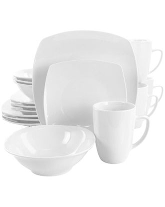 Elama Bishop 16Pc Soft Square Porcelain Dinnerware Set