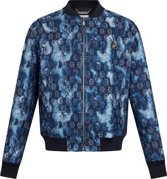 Philipp Plein Bomberjack met monogram - Blauw