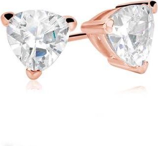 Suzy Levian Sterling Silver Trillion Shape CZ Stud Earrings in Rose at Nordstrom Rack