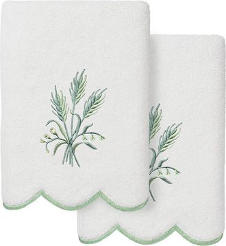 Linum Home Textiles 100% Turkish Cotton Whitney Scallop 2Pc Embellished Hand Towel Set