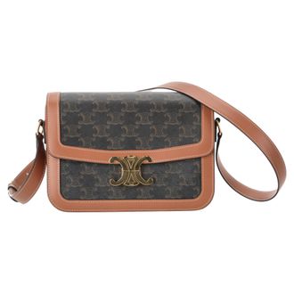 Celine Celine Classique Triomphe tas in bruin canvas en kalfsleer