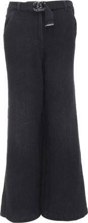 Chanel cotton cc chain buckle belt wide leg bell pants