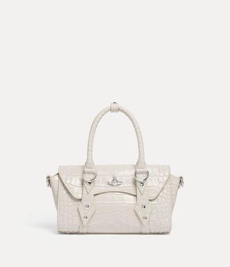 Vivienne Westwood Bettina Mini Crossbody Emboss Croc Leather Pearl-white