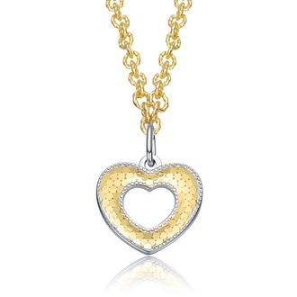 Rachel Glauber Two-Tone Harmony Hearts Open Pendant Necklace