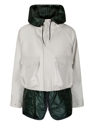 sacai Melton zip-up jacket - women - Nylon/Cupro/Wool/Polyester - 3 - White