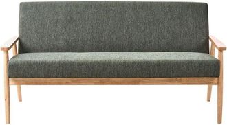 Beliani Sofa 3 Seater ESRUM Fabric Light Brown/ Green