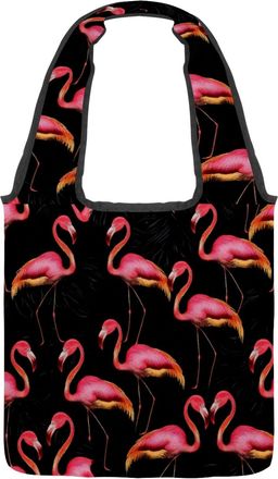 Generic Pink Flamingos Full Print Reversible Canvas Shoulder Tote - Double-Sided Print, 12oz Cotton, 27cm Drop, Fold-Flat Bag for Travel, Shopping, Street Out