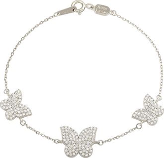 Suzy Levian Cubic Zirconia Butterfly Bracelet in White at Nordstrom Rack