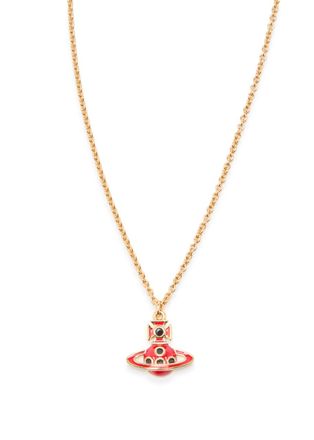 Vivienne Westwood Sylvana Bas Relief orb Enamelled Necklace - Red - One Size