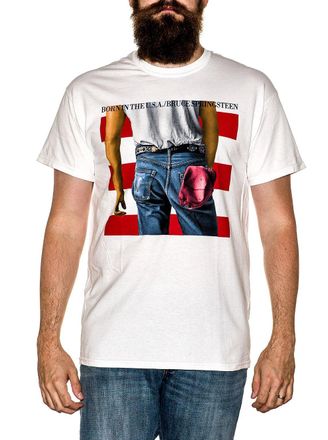 Fea Teen-boysmens Bruce Springsteen Born in The USA Mens tee, White, XL