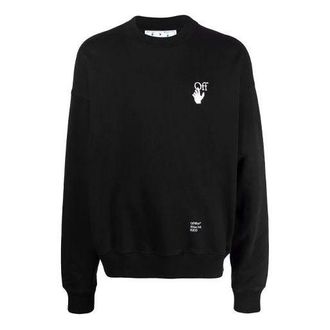 Off-white Mens Off-White FW21 Logo Caravaggio Arrow Round Neck Long Sleeves Loose Fit Black OMBA054F21FLE0111001