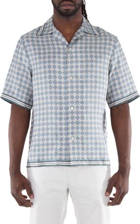 Amiri Mens Dusty Blue MA Quad Bowling Shirt, Size Small