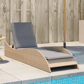 vidaXL Vidaxl - Tumbona Con Coj&iacute;n Rat&aacute;n Sint&eacute;tico Beige 60x205x73 Cm
