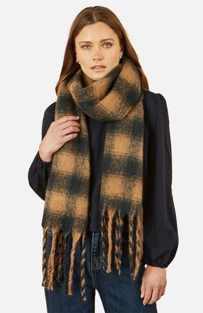 Yumi Checked Super Soft Scarf in Brown at Nordstrom