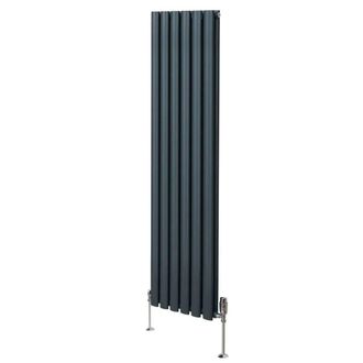 MonsterShop Oval Column Radiator & Valves - 1600mm x 360mm - Anthracite Grey