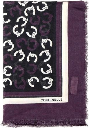 Coccinelle fringed patterned scarf - Purple
