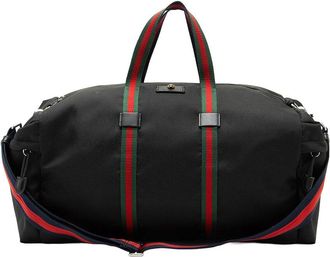 Gucci Black Leather Techno Web Animalier Duffle (Authentic Pre-Loved)