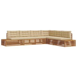 vidaXL Conjunto De Sof&aacute;s De Exterior Con Coj&iacute;n 6 Pieza Natural Y Beige Vidaxl