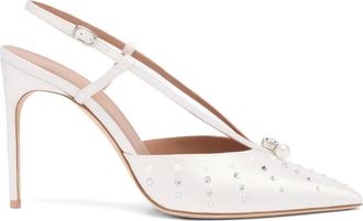 Malone Souliers 90 mm pumps verfraaid met kristallen - Wit