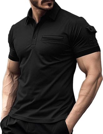 Generic Polo Shirt Mens Summer Classic Short Sleeve Button T-Shirt with Chest Pocket Decoration Casual T Shirts for Men Bodybuilding Athletic Shirts T-Shirts 