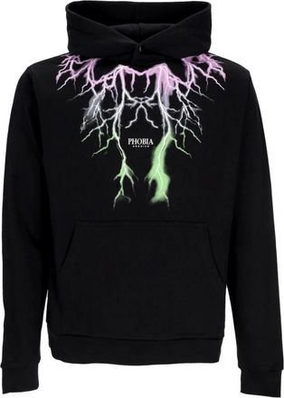Phobia Archive Bicolor Lightning Print Hoodie - Heren - Hoodies - Zwart - S - Katoen - Hoodies & sweatvesten
