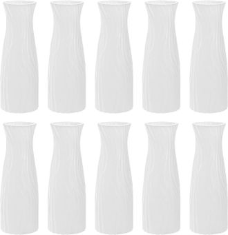 OEM Juego De 10 Jarrones C&oacute;nicos Blancos De Pl&aacute;stico Compuesto, Irrompibles, Ideales Para Decorar La Sala De Estar O La Mesa