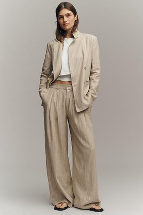 Maeve The Avery Linen Blend Stripe Twill Pants by Maeve
