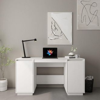 Berkfield Home Desk White 140x50x75 cm Solid Wood Pine | Size: 140 x 50 x 75 cm