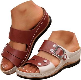 Generic Orthopedic Wedge Sandals for Women 2026 Dressy Summer Arch Support Sandals Non-Slip Comfortable Platform Flip Flops for Women Slip on Slippers Beach C