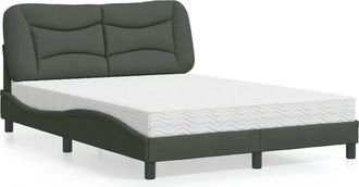 vidaXL Cama Con Colch&oacute;n Tela Gris Oscuro 120x200 Cm Vidaxl