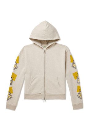 KAPITAL Printed Cotton-Jersey Zip-Up Hoodie