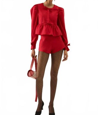 For Love & Lemons Lucia Long Sleeve Top In Red