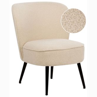 Beliani Beliani - Sill&oacute;n Decorativo Acolchado Sin Reposabrazos Sala De Estar Boucl&eacute; Beige Claro Voss