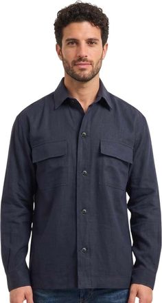 HUGO BOSS Navy Blue Solid Shirts