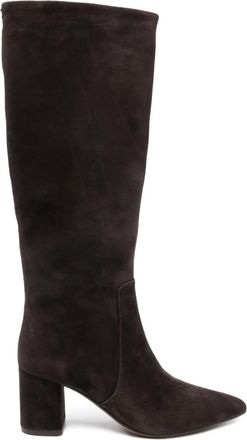 Twin-Set pointed-toe suede knee-high boots - women - Calf Leather/Calf Suede/Rubber/Calf Leather - 39 - Brown