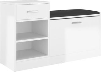 vidaXL Vidaxl - Banco Zapatero Madera De Ingenier&iacute;a Blanco Brillo 94,5x31x57 Cm