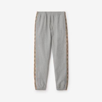 Burberry Check Trim Cotton Jogging Pants, Size: XXXL
