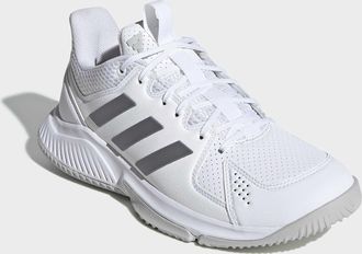 adidas Indoorschuh ADIDAS PERFORMANCE COURT FLIGHT, Damen, Gr. 38,5, cloud wei&szlig;, grau four, grau two, Synthetik, Textil, Schuhe Indoorschuh, Volleyballschuh