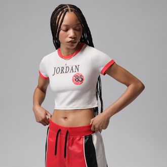 Nike Jordan Womens Jordan Ringer T-Shirt in White | IW0874-133