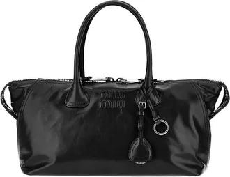 Miu Miu Glossy leather bag with embossed logo Woman One Size