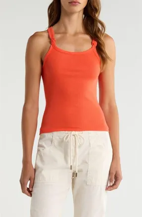 Re/Done Knotted Rib Tank in Aperol at Nordstrom, Size Medium