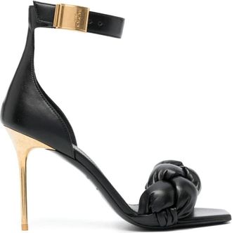 Balmain Zwarte Gevlochten Hoge Hak Pumps - Dames - Sandalen met hakken - Zwart - 36 EU - Polyester - Schoenen