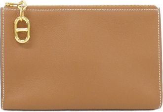 Herm&egrave;s Brown Gold Pouch (Pre-Owned)
