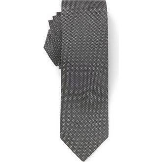 BOSS Neat Silk Tie in Dark Grey at Nordstrom