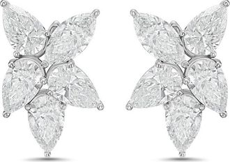 Diana M. Jewels 14KW WG 10.00 Ct TW of Lab grown pear and marquise shape diamonds cluster earrings