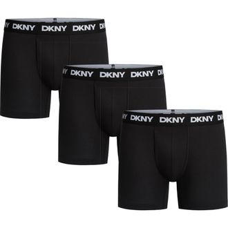 DKNY 3-Pack Stretch Cotton Boxer Briefs in Black/Black/Black at Nordstrom, Size Xx-Large