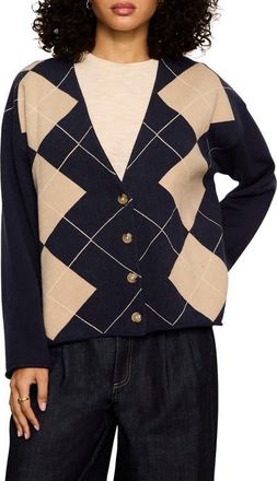 Sanctuary Arden Argyle Cardigan in Loma Argyle Blue at Nordstrom, Size X-Small